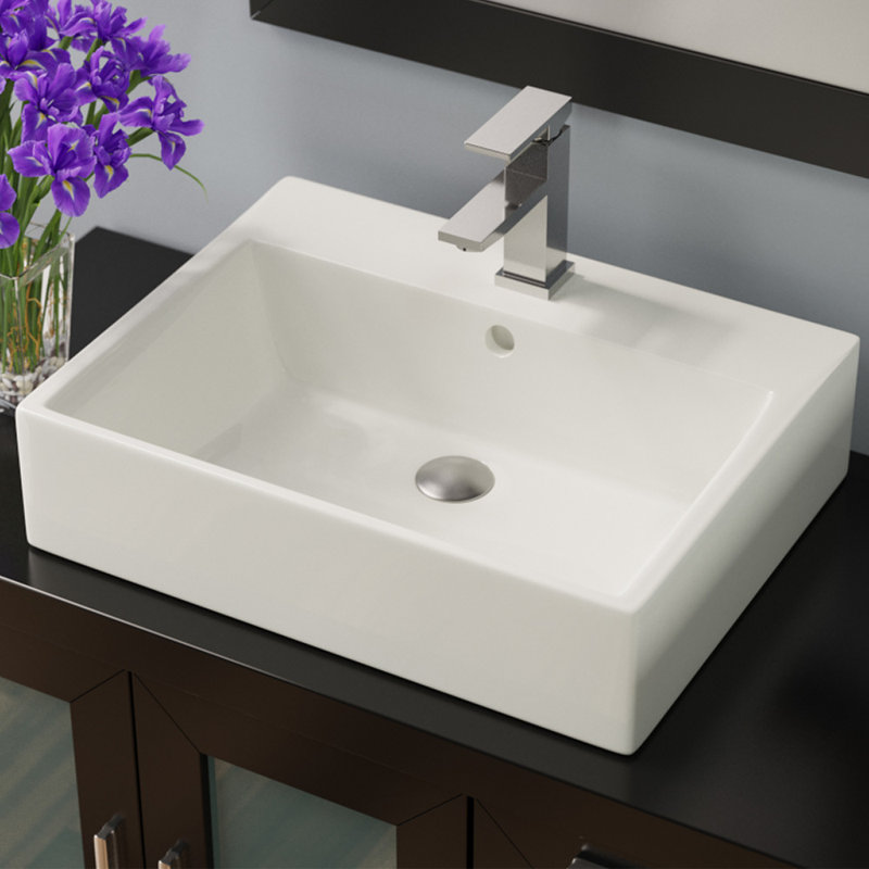MRDirect Vitreous China Rectangular Vessel Bathroom Sink with Overflow